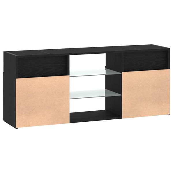 TV-taso LED-valoilla musta tammi 120x30x50 cm tekopuu