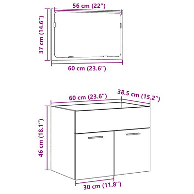 Musta kylpyhuonekalustesarja Buta (2-osainen, tammi puinen)