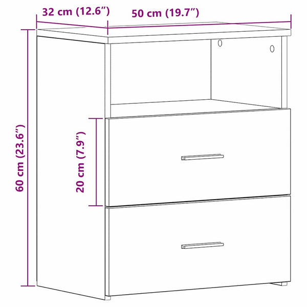 Yöpöytä laatikon kanssa Musta tammi 50 x 32 x 60cm Tekninen puu