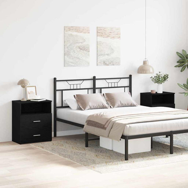 Yöpöytä 2 pcs Musta tammi 50 x 32 x 60cm Tekninen puu