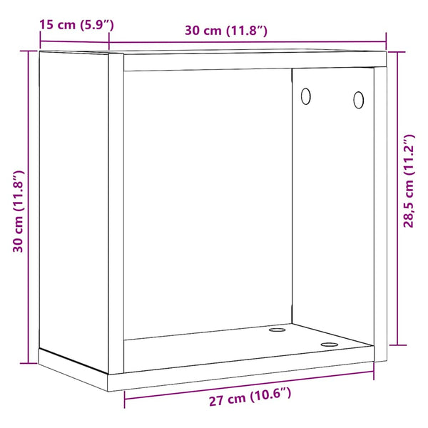 Seinähyllyt 4 kpl musta tammi 30x15x30 cm keinopuu