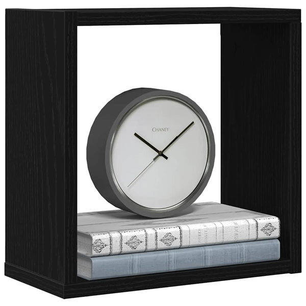 Seinähyllyt kuutio 6 kpl musta tammi 30x15x30 cm tekopuu