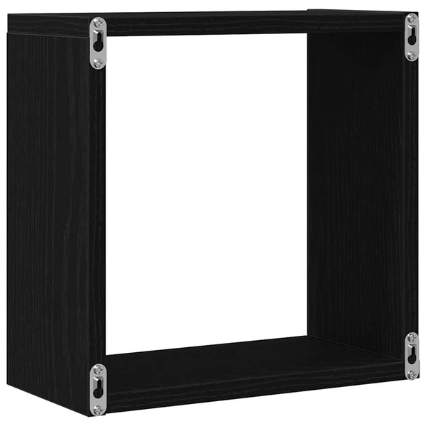 Seinähyllyt kuutio 6 kpl musta tammi 30x15x30 cm tekopuu
