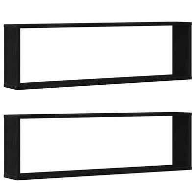 seinäkuutiohyllyt 2 kpl musta tammi 100x15x30 cm tekninen puu