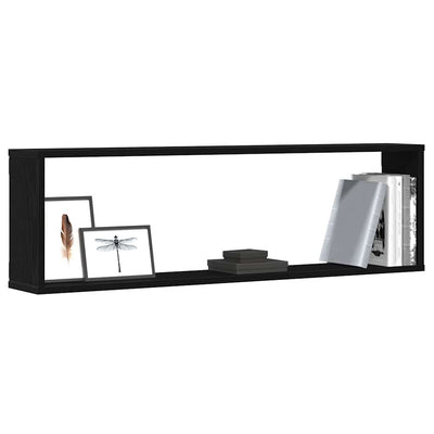 Wall Cube hyllyt 4 kpl musta tammi 100x15x30 cm tekninen puu