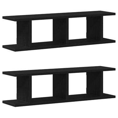 seinähyllyt 2 kpl musta tammi 75x18x20 cm tekninen puu