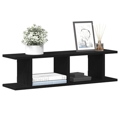 seinähyllyt 2 kpl musta tammi 75x18x20 cm tekninen puu