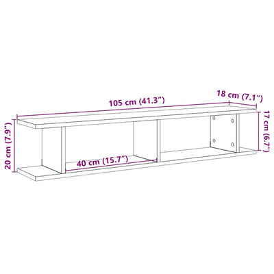 seinähyllyt 2 kpl musta tammi 105x18x20 cm tekninen puu