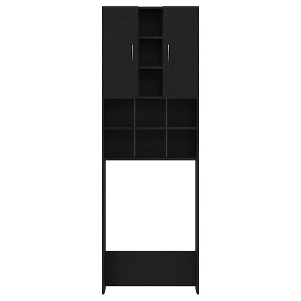 Pyykinpesukoneen kaappi musta tammi 64x25,5x190 cm