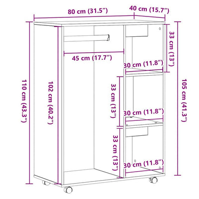 Musta tammi vaatekaappi Mouhammad 80x40x110cm (tekopuu)