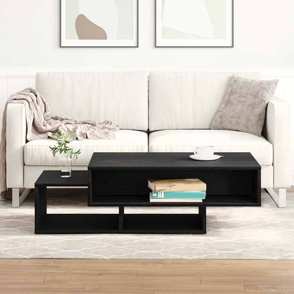 Sohvapöytä musta tammi 105x55x32 cm keinopuu