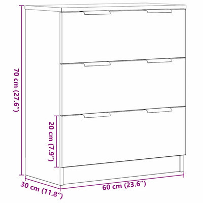 Sivupöytä laatikon kanssa Musta 60 x 30 x 70 cm Tekninen puu