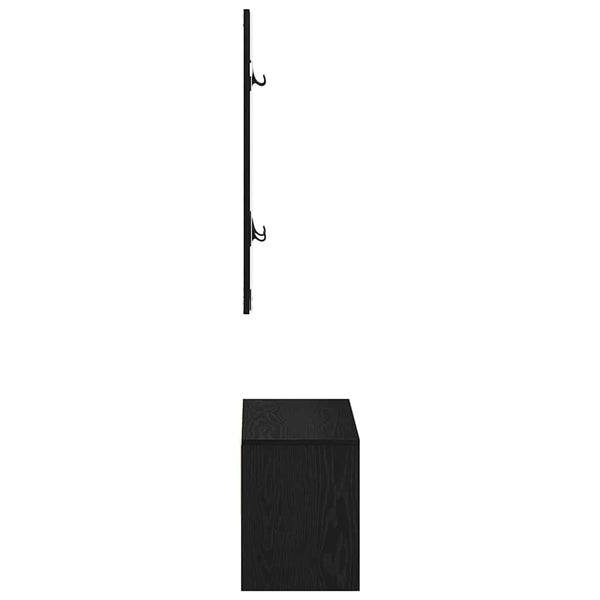 Eteisen huonekalusetti peilillä 4 pcs Musta tammi Tekninen puu