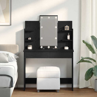 Musta tammi meikkipöytä hyllyllä Hogiu 96x40x142cm (puinen)