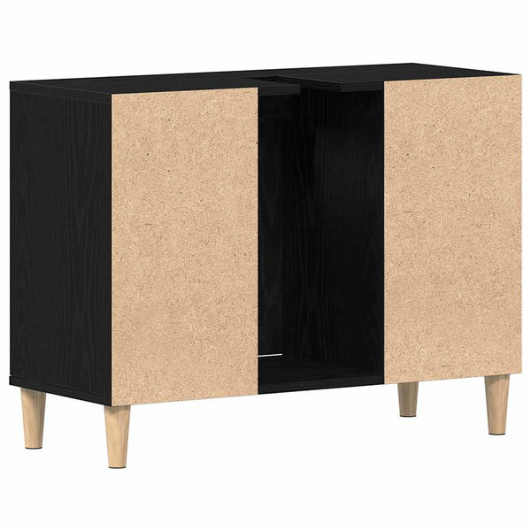Tiskiallaskaappi musta tammi 80x33x60 cm tekopuu