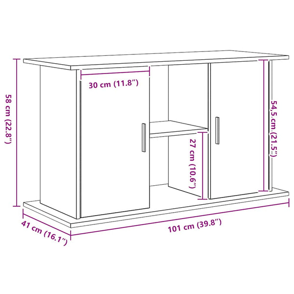 Akvaarioteline musta tammi 101x41x58 cm tekopuu
