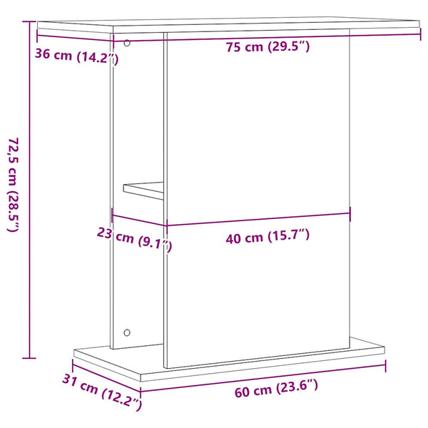 Akvaarioteline musta tammi 75x36x72,5 cm tekopuu