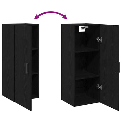 Seinälle kiinnitettävä kaappi musta tammi 34,5x34x90 cm tekopuu