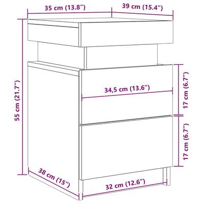 Musta tammi yöpöytä Erifilly 35x39x55cm (puinen)