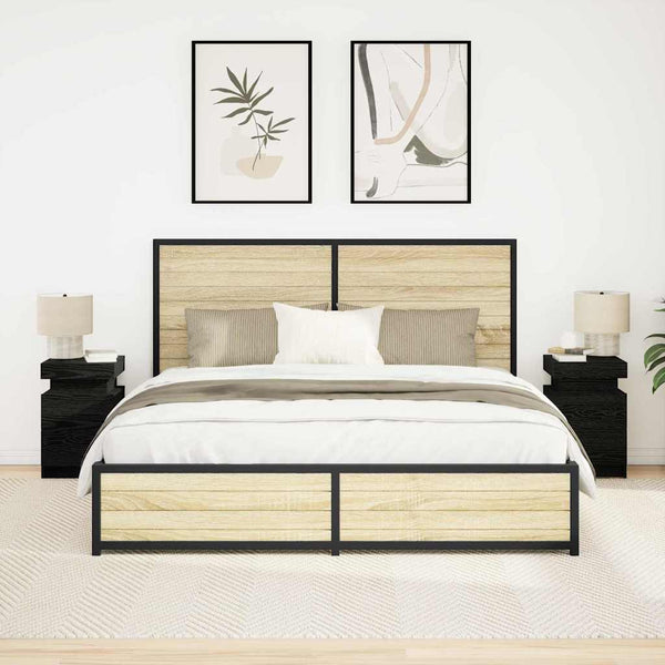 Yöpöytäkaappi 2 pcs Musta tammi. 35 x 39 x 55 cm Tekninen puu