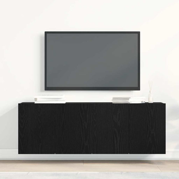 TV-tasot 2 kpl musta tammi 120x30x41 cm tekopuu