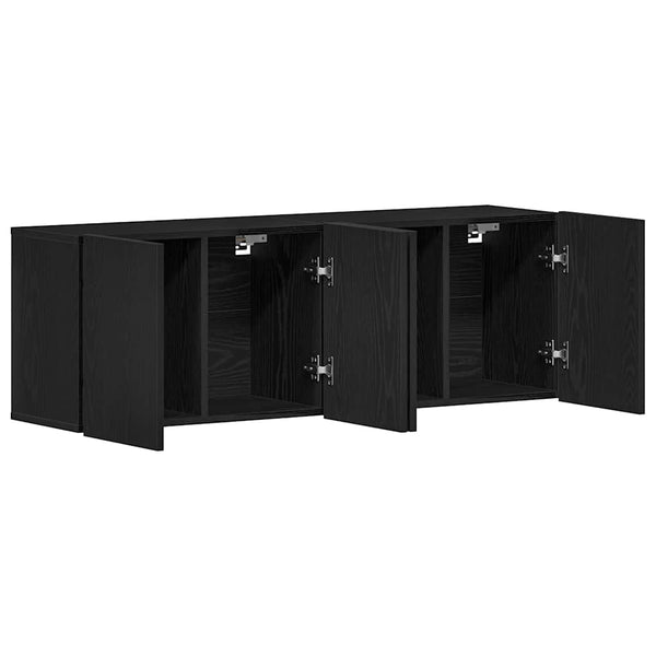TV-tasot 2 kpl musta tammi 120x30x41 cm tekopuu