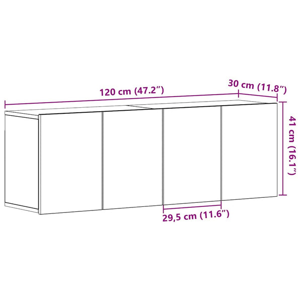 TV-tasot 2 kpl musta tammi 120x30x41 cm tekopuu