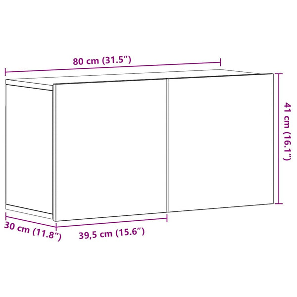 TV-taso musta tammi 80x30x41 cm tekopuu