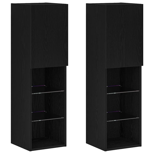 TV-kaappi 2 pcs Musta 30.5 x 30 x 102 cm Tekninen puu