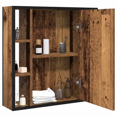 Kylpyhuoneen peilikaappi vanha puu 60x16x60 cm tekninen puu