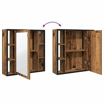 Kylpyhuoneen peilikaappi vanha puu 60x16x60 cm tekninen puu