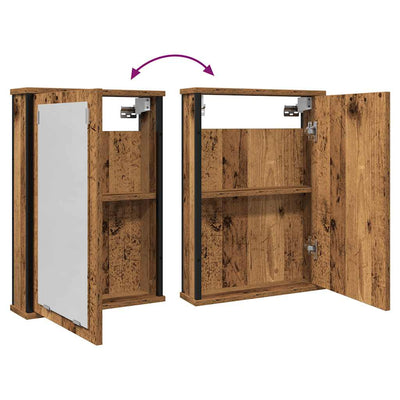 Kylpyhuoneen peilikaappi vanha puu 42x12x60 cm tekninen puu