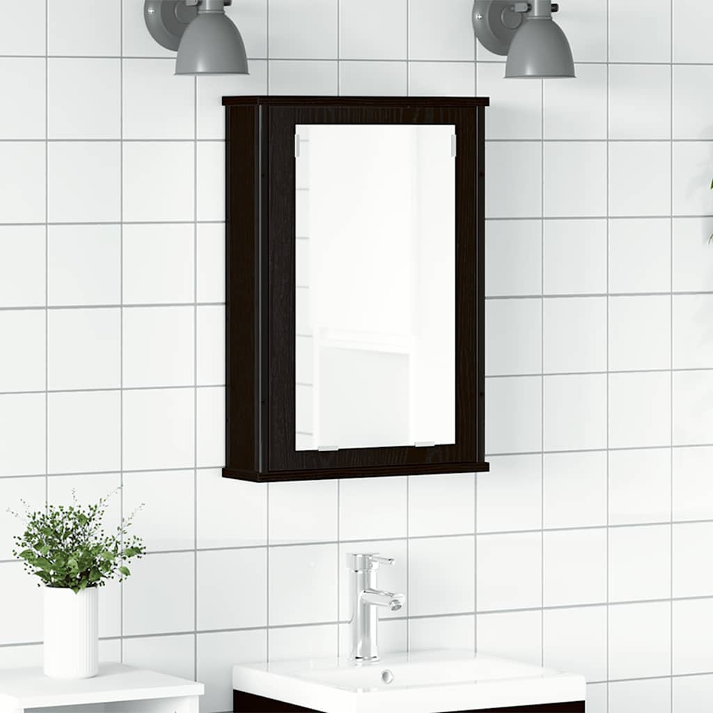 Musta tammi kylpyhuoneen peilikaappi Bondrea 42x12x60cm (puinen)