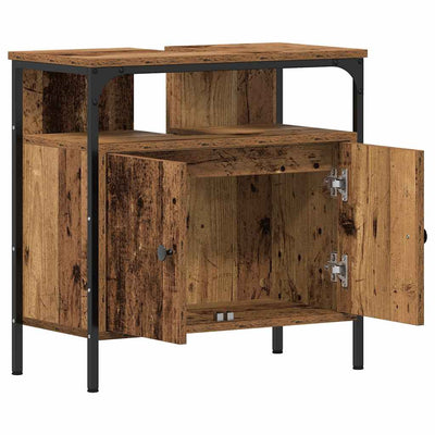 Vanha puu kylpyhuoneen pesuallaskaappi Nargis 60x30x60cm (puinen)