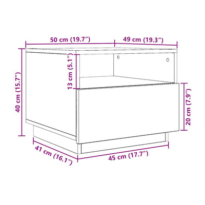 Musta sohvapöytä led-valoilla Montanori 50x49x40cm (tammi)