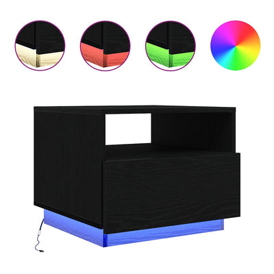 Sohvapöytä LED-valoilla musta tammi 50x49x40 cm