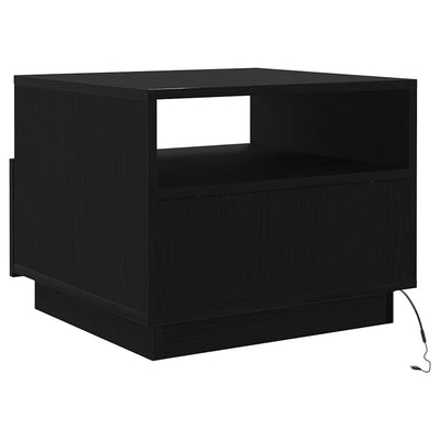 Sohvapöytä LED-valoilla musta tammi 50x49x40 cm