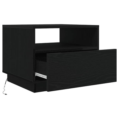 Sohvapöytä LED-valoilla musta tammi 50x49x40 cm