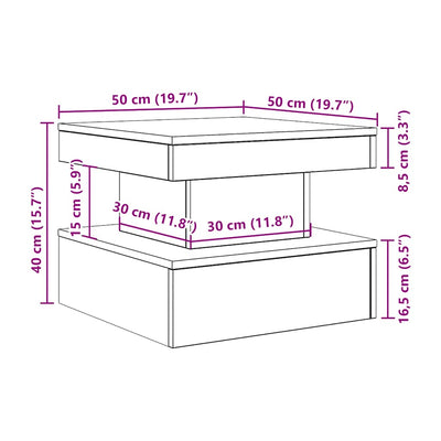 Musta sohvapöytä Claudie 50x50x40cm (led-valoilla tammi)