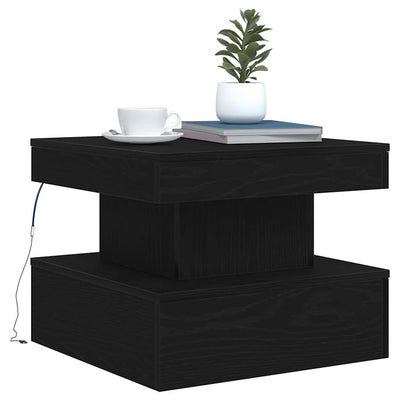 Sohvapöytä LED-valoilla musta tammi 50x50x40 cm
