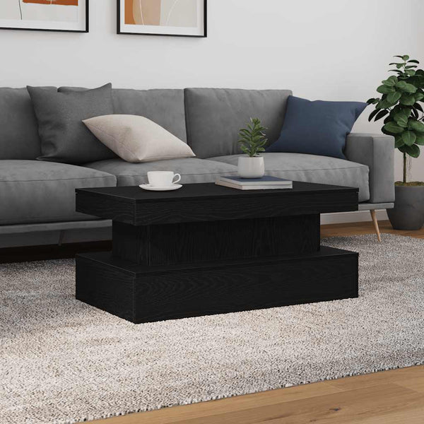 Sohvapöytä LED-valoilla musta tammi 90x50x40 cm