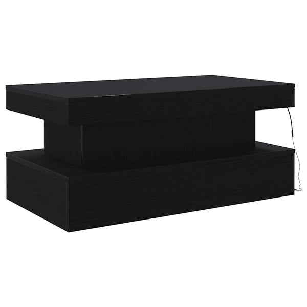 Sohvapöytä LED-valoilla musta tammi 90x50x40 cm