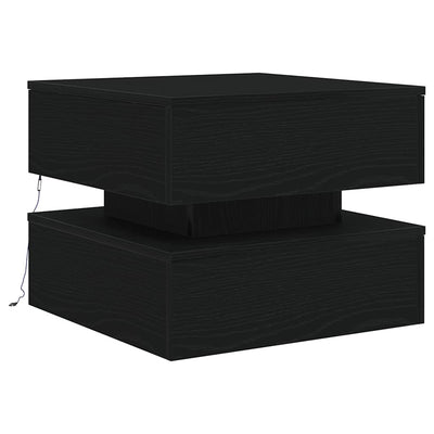 Sohvapöytä LED-valoilla musta tammi 50x50x40 cm