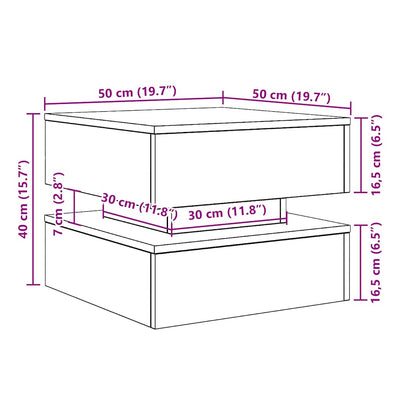 Musta sohvapöytä led-valoilla Celestina 50x50x40cm (tammen)