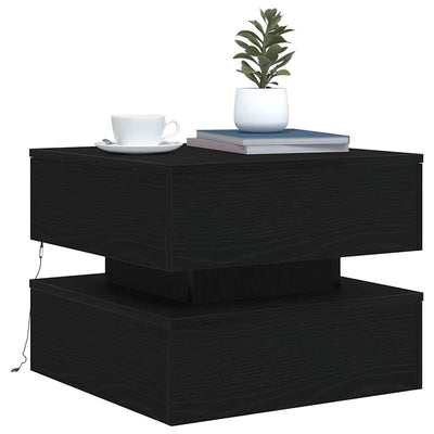 Sohvapöytä LED-valoilla musta tammi 50x50x40 cm