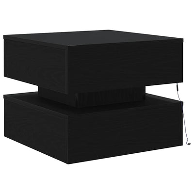 Sohvapöytä LED-valoilla musta tammi 50x50x40 cm