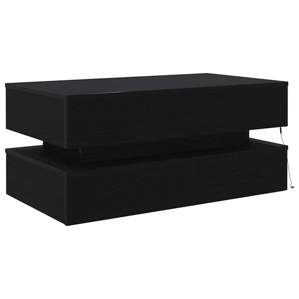 Sohvapöytä LED-valoilla musta tammi 90x50x40 cm