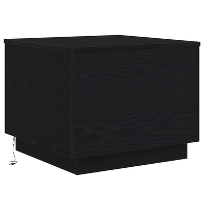 Sohvapöytä LED-valoilla musta tammi 50x50x40 cm