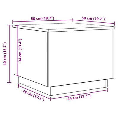 Musta sohvapöytä Hantz 50x50x40cm (led-valoilla tammi)