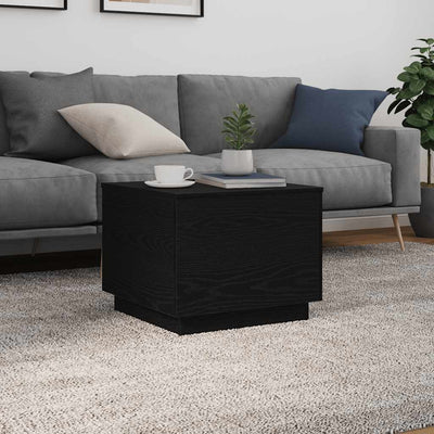 Sohvapöytä LED-valoilla musta tammi 50x50x40 cm